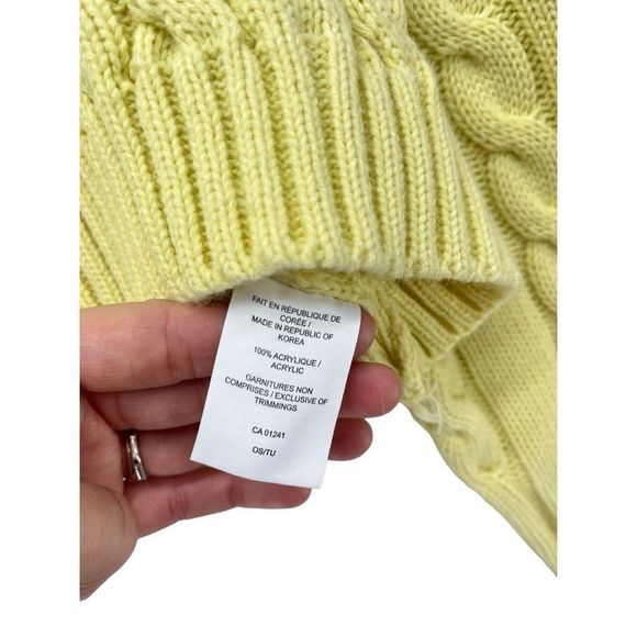Twik Cropped Knit Sweater Cableknit O/S Pastel Yellow Crewneck Pullover Academia - Picture 5 of 8